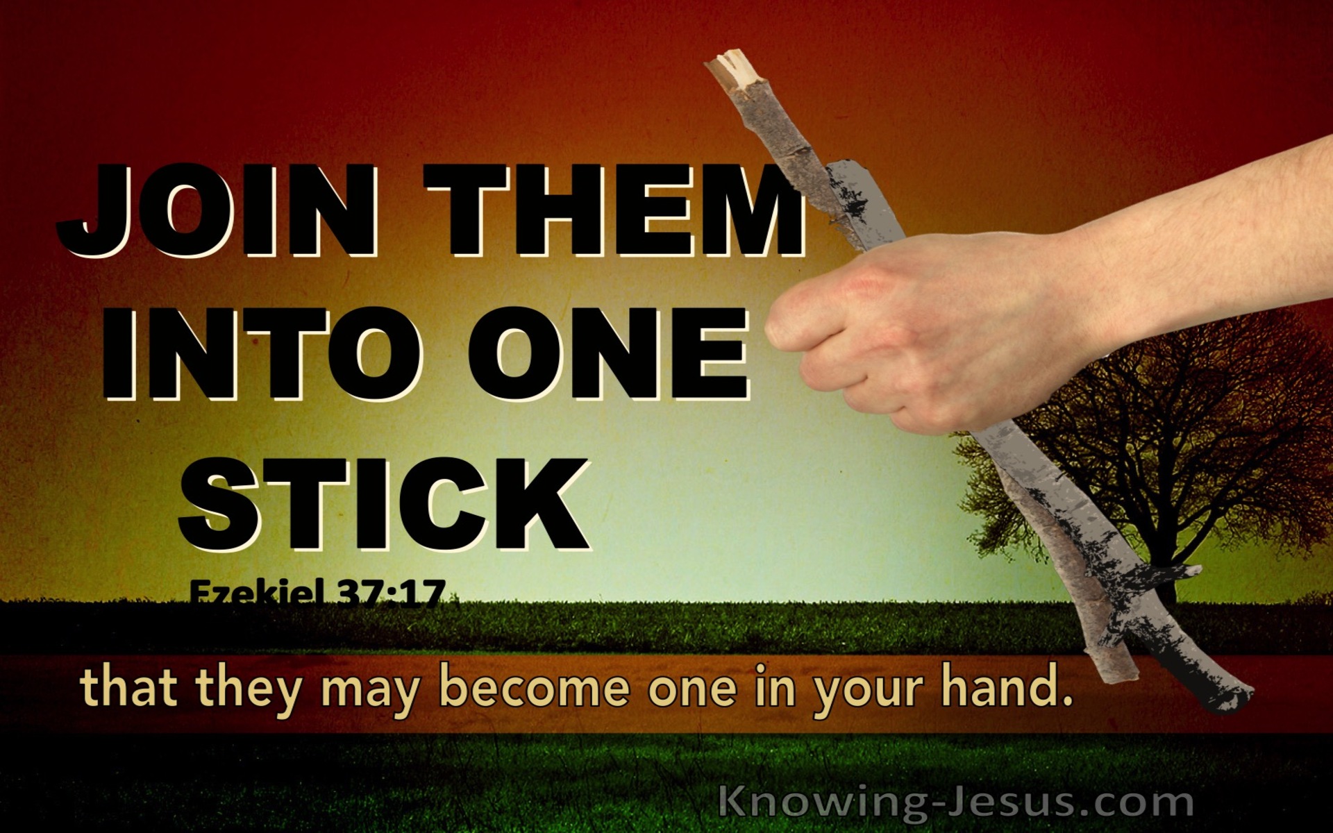 Ezekiel 37:17 Then Join Them For Yourself One To Another Into One Stick (green)